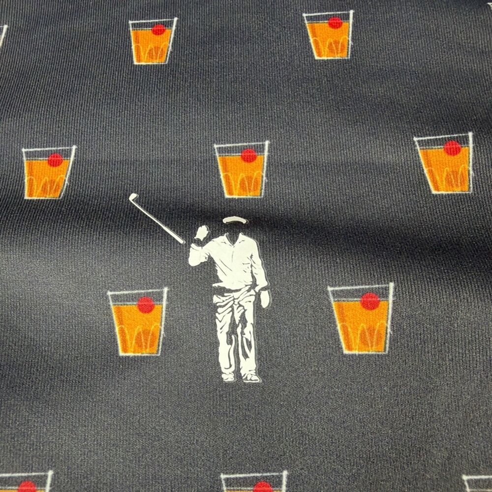 William Murray Polo Shirt Mens Medium Gray Cocktails Graphic Golf Athletic - Picture 2 of 9